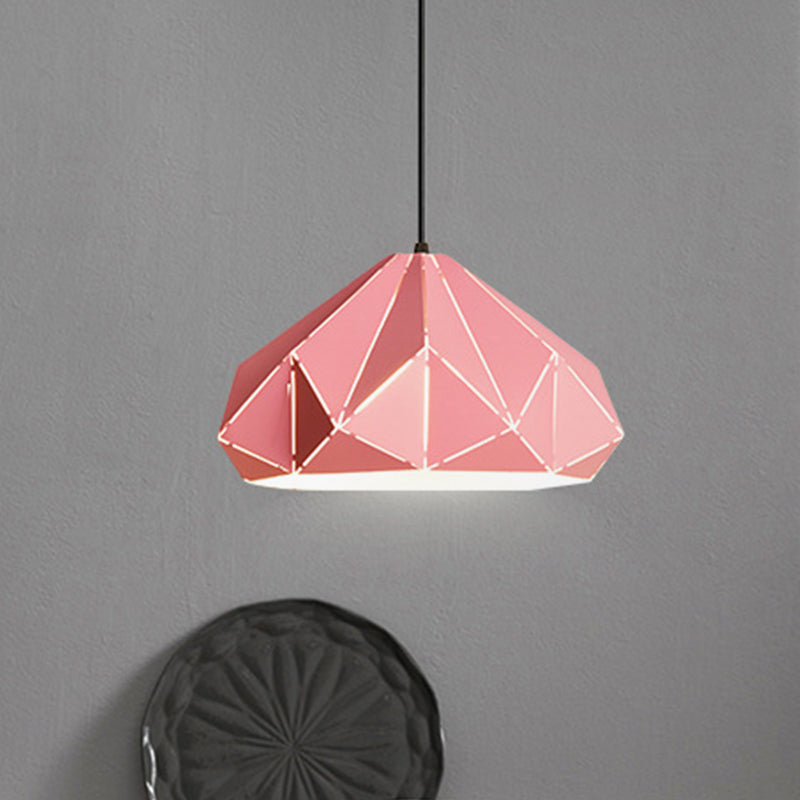 Origami Metal Hanging Pendant Light Contemporary 1 Light Blue/Pink/Yellow Ceiling Light Pink Clearhalo 'Ceiling Lights' 'Modern Pendants' 'Modern' 'Pendant Lights' 'Pendants' Lighting' 769740