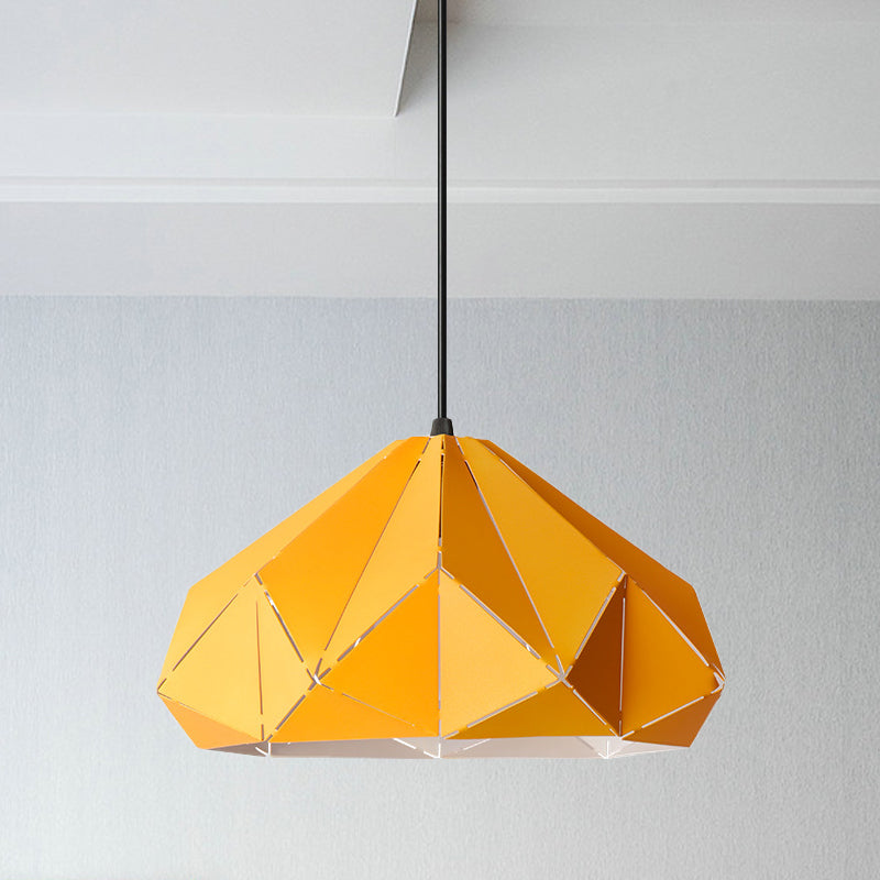 Origami Metal Hanging Pendant Light Contemporary 1 Light Blue/Pink/Yellow Ceiling Light Yellow Clearhalo 'Ceiling Lights' 'Modern Pendants' 'Modern' 'Pendant Lights' 'Pendants' Lighting' 769744