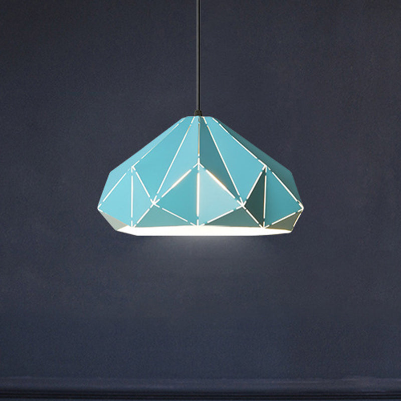 Origami Metal Hanging Pendant Light Contemporary 1 Light Blue/Pink/Yellow Ceiling Light Blue Clearhalo 'Ceiling Lights' 'Modern Pendants' 'Modern' 'Pendant Lights' 'Pendants' Lighting' 769752