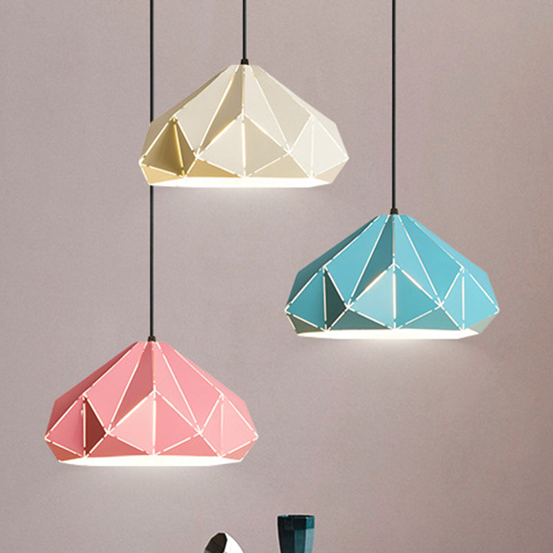 Origami Metal Hanging Pendant Light Contemporary 1 Light Blue/Pink/Yellow Ceiling Light Clearhalo 'Ceiling Lights' 'Modern Pendants' 'Modern' 'Pendant Lights' 'Pendants' Lighting' 769753