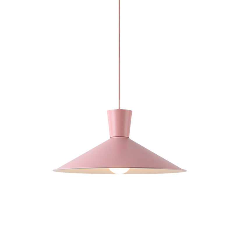 Pink/Blue/Grey Cone Down Lighting Pendant Nordic 1 Light Metal Hanging Pendant Light Clearhalo 'Ceiling Lights' 'Modern Pendants' 'Modern' 'Pendant Lights' 'Pendants' Lighting' 769767