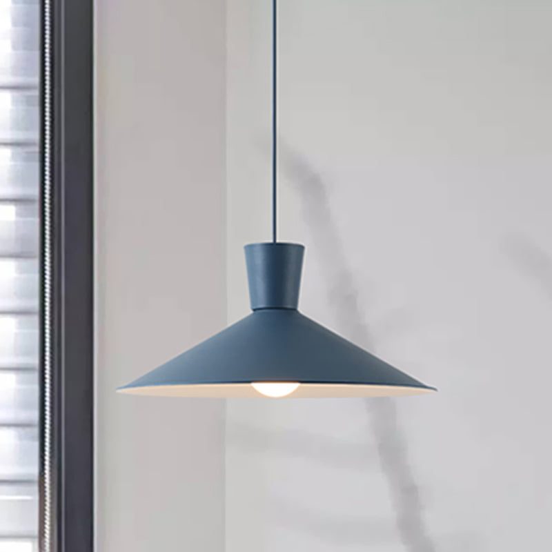 Pink/Blue/Grey Cone Down Lighting Pendant Nordic 1 Light Metal Hanging Pendant Light Clearhalo 'Ceiling Lights' 'Modern Pendants' 'Modern' 'Pendant Lights' 'Pendants' Lighting' 769769