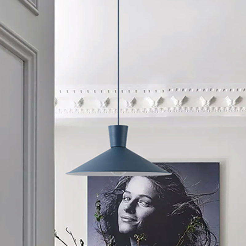 Pink/Blue/Grey Cone Down Lighting Pendant Nordic 1 Light Metal Hanging Pendant Light Clearhalo 'Ceiling Lights' 'Modern Pendants' 'Modern' 'Pendant Lights' 'Pendants' Lighting' 769770