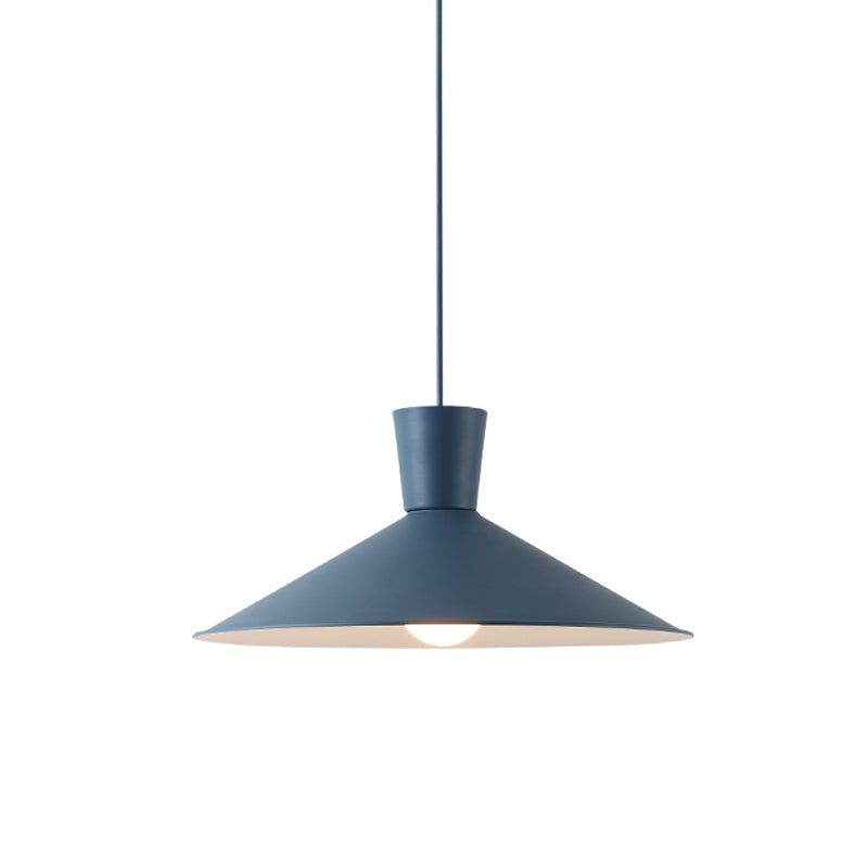 Pink/Blue/Grey Cone Down Lighting Pendant Nordic 1 Light Metal Hanging Pendant Light Clearhalo 'Ceiling Lights' 'Modern Pendants' 'Modern' 'Pendant Lights' 'Pendants' Lighting' 769772