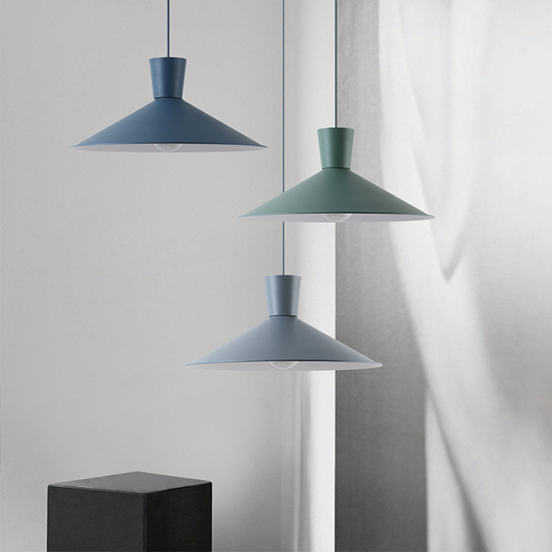 Pink/Blue/Grey Cone Down Lighting Pendant Nordic 1 Light Metal Hanging Pendant Light Clearhalo 'Ceiling Lights' 'Modern Pendants' 'Modern' 'Pendant Lights' 'Pendants' Lighting' 769778