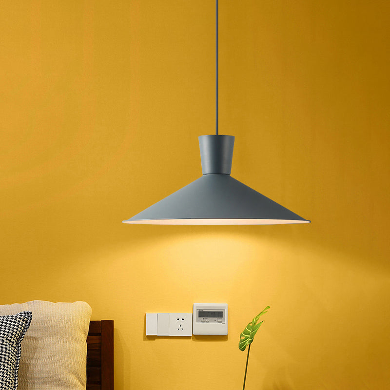 Pink/Blue/Grey Cone Down Lighting Pendant Nordic 1 Light Metal Hanging Pendant Light Clearhalo 'Ceiling Lights' 'Modern Pendants' 'Modern' 'Pendant Lights' 'Pendants' Lighting' 769779