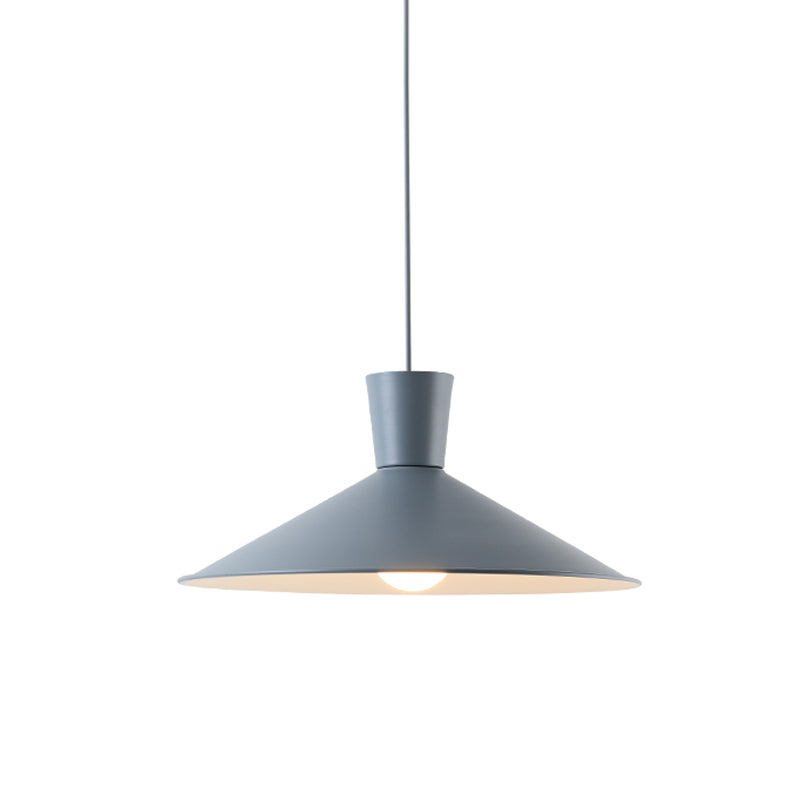 Pink/Blue/Grey Cone Down Lighting Pendant Nordic 1 Light Metal Hanging Pendant Light Clearhalo 'Ceiling Lights' 'Modern Pendants' 'Modern' 'Pendant Lights' 'Pendants' Lighting' 769780