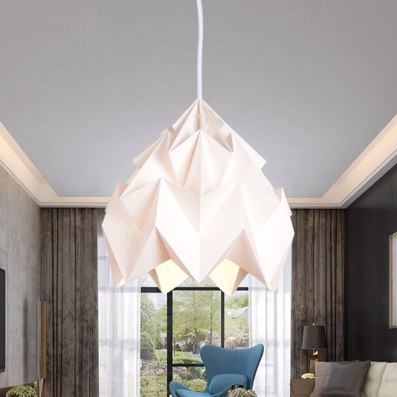 Origami Ceiling Pendant Light Macaron Paper 9.5"/15" Dia 1 Light Pink/White/Green Hanging Lamp Kit White Clearhalo 'Ceiling Lights' 'Modern Pendants' 'Modern' 'Pendant Lights' 'Pendants' Lighting' 769791