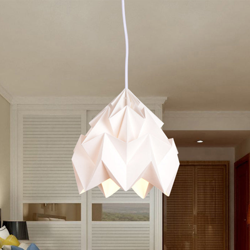 Origami Ceiling Pendant Light Macaron Paper 9.5"/15" Dia 1 Light Pink/White/Green Hanging Lamp Kit Clearhalo 'Ceiling Lights' 'Modern Pendants' 'Modern' 'Pendant Lights' 'Pendants' Lighting' 769792