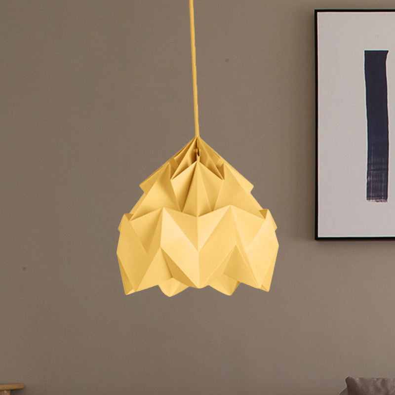 Origami Ceiling Pendant Light Macaron Paper 9.5"/15" Dia 1 Light Pink/White/Green Hanging Lamp Kit Clearhalo 'Ceiling Lights' 'Modern Pendants' 'Modern' 'Pendant Lights' 'Pendants' Lighting' 769801