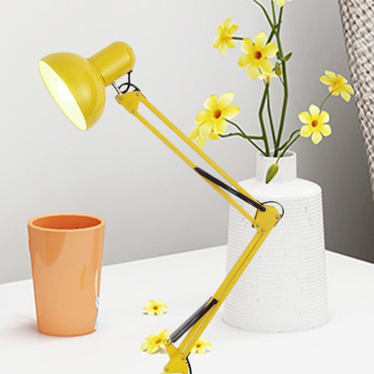 Modern Stylish 1 Bulb Desk Lamp with Metal Shade Black/White Adjustable Domed Reading Book Light for Bedroom Yellow Clearhalo 'Lamps' 'Table Lamps' Lighting' 769803