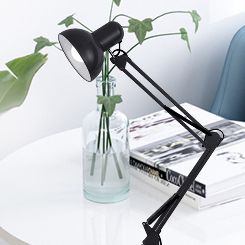 Modern Stylish 1 Bulb Desk Lamp with Metal Shade Black/White Adjustable Domed Reading Book Light for Bedroom Clearhalo 'Lamps' 'Table Lamps' Lighting' 769813