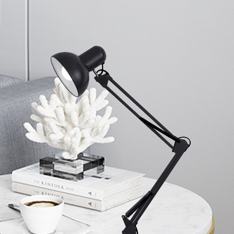 Modern Stylish 1 Bulb Desk Lamp with Metal Shade Black/White Adjustable Domed Reading Book Light for Bedroom Clearhalo 'Lamps' 'Table Lamps' Lighting' 769814