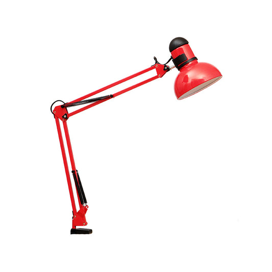 Adjustable Dome Shade Desk Lamp Simple Style Metallic 1 Light Black/Red Reading Book Light for Study Room Clearhalo 'Lamps' 'Table Lamps' Lighting' 769823