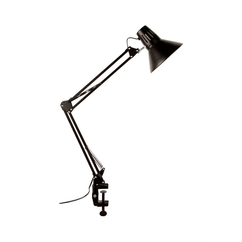 Contemporary Tapered Shade Desk Light Metal 1 Head Study Room Task Lighting with Adjustable Arm in Black/White Clearhalo 'Lamps' 'Table Lamps' Lighting' 769832