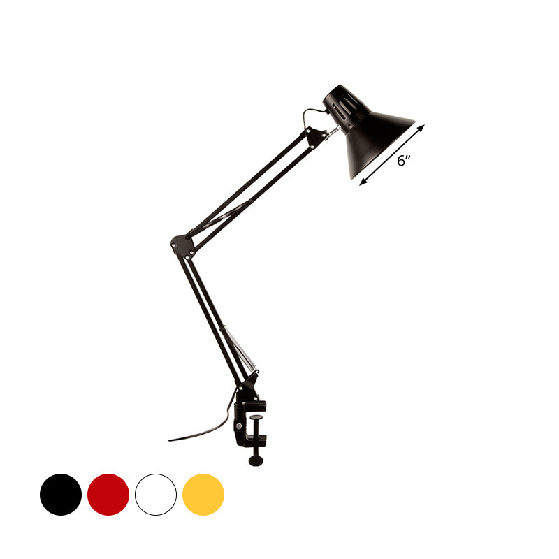 Contemporary Tapered Shade Desk Light Metal 1 Head Study Room Task Lighting with Adjustable Arm in Black/White Clearhalo 'Lamps' 'Table Lamps' Lighting' 769833