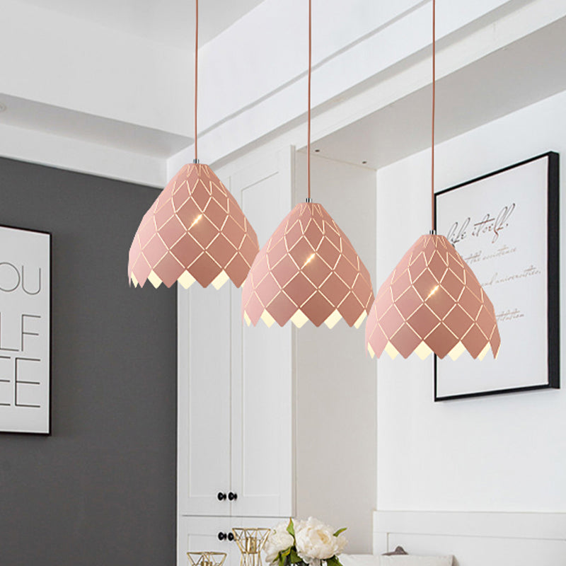 Geometric Splicing Pendant Light Fixture Nordic Metal 1 Light Pink/Yellow/Green Hanging Light Kit Clearhalo 'Ceiling Lights' 'Modern Pendants' 'Modern' 'Pendant Lights' 'Pendants' Lighting' 769865