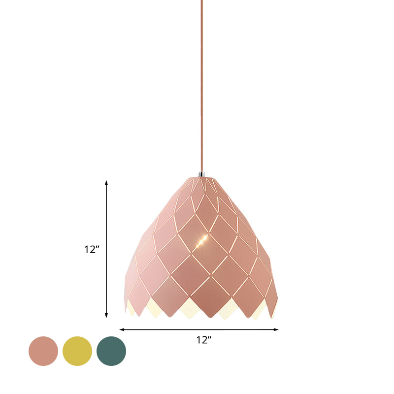 Geometric Splicing Pendant Light Fixture Nordic Metal 1 Light Pink/Yellow/Green Hanging Light Kit Clearhalo 'Ceiling Lights' 'Modern Pendants' 'Modern' 'Pendant Lights' 'Pendants' Lighting' 769868