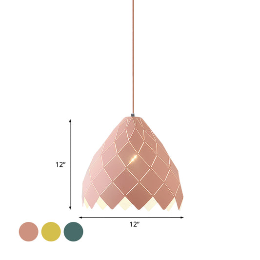 Geometric Splicing Pendant Light Fixture Nordic Metal 1 Light Pink/Yellow/Green Hanging Light Kit Clearhalo 'Ceiling Lights' 'Modern Pendants' 'Modern' 'Pendant Lights' 'Pendants' Lighting' 769868