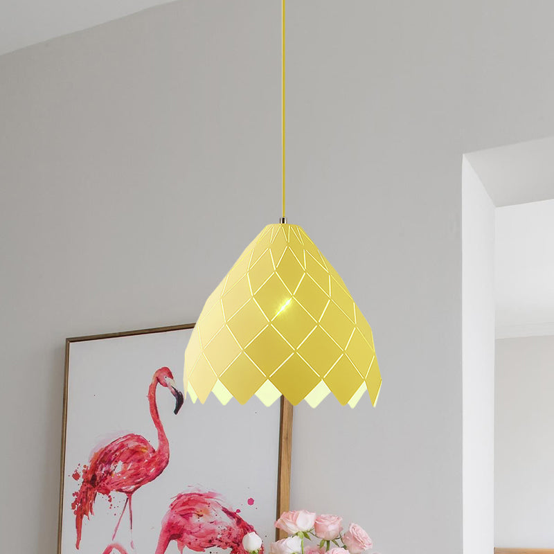 Geometric Splicing Pendant Light Fixture Nordic Metal 1 Light Pink/Yellow/Green Hanging Light Kit Clearhalo 'Ceiling Lights' 'Modern Pendants' 'Modern' 'Pendant Lights' 'Pendants' Lighting' 769871