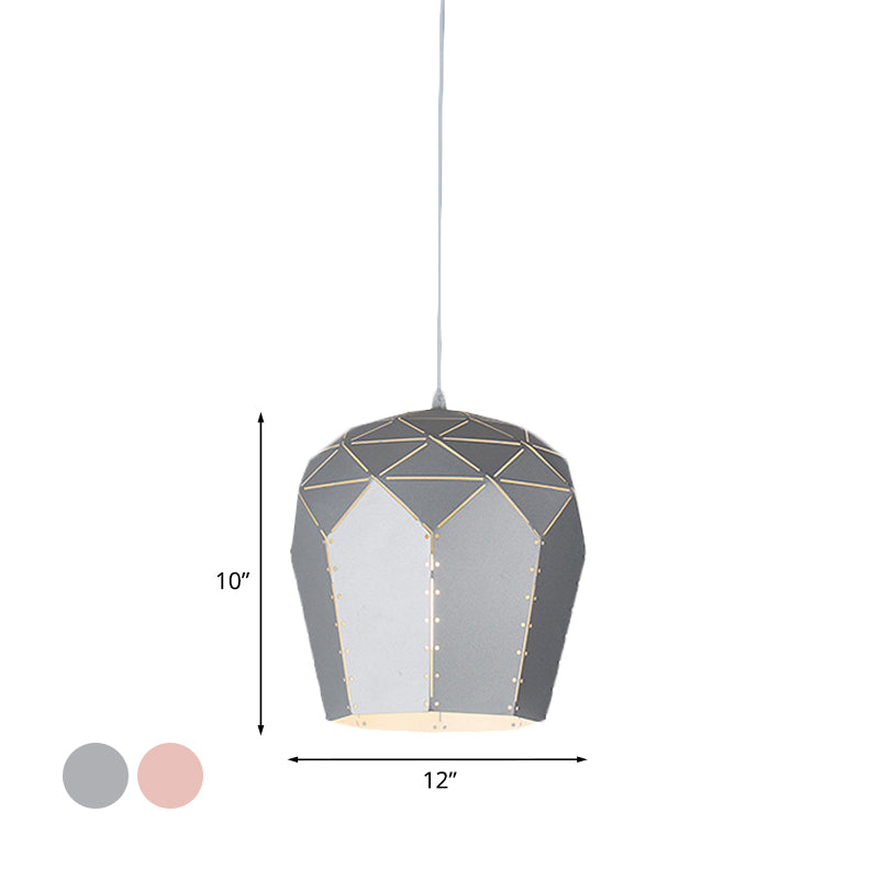 Modern Wine Glass Pendant Light Fixture Metal 1 Light Hanging Ceiling Light in Pink/Grey Clearhalo 'Ceiling Lights' 'Modern Pendants' 'Modern' 'Pendant Lights' 'Pendants' Lighting' 769887