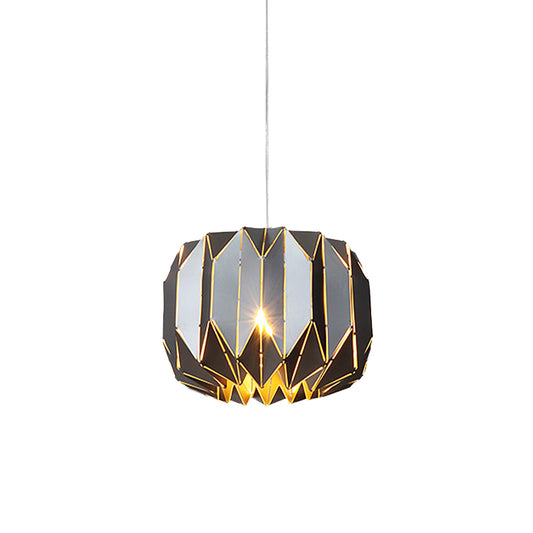 Contemporary 1 Light Ceiling Pendant Light with Metal Shade Silver/Black Pumpkin Hanging Lamp Kit Clearhalo 'Ceiling Lights' 'Modern Pendants' 'Modern' 'Pendant Lights' 'Pendants' Lighting' 769900