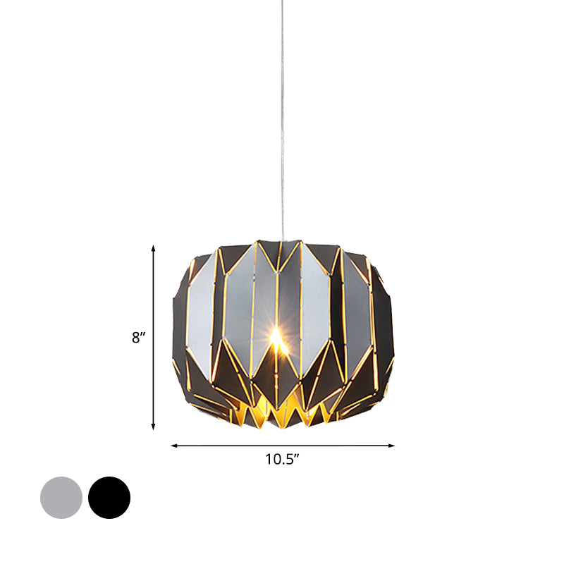 Contemporary 1 Light Ceiling Pendant Light with Metal Shade Silver/Black Pumpkin Hanging Lamp Kit Clearhalo 'Ceiling Lights' 'Modern Pendants' 'Modern' 'Pendant Lights' 'Pendants' Lighting' 769901