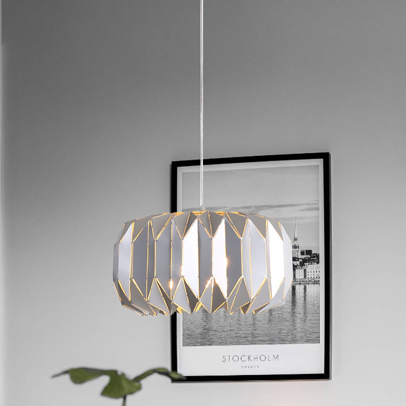 Contemporary 1 Light Ceiling Pendant Light with Metal Shade Silver/Black Pumpkin Hanging Lamp Kit Clearhalo 'Ceiling Lights' 'Modern Pendants' 'Modern' 'Pendant Lights' 'Pendants' Lighting' 769903