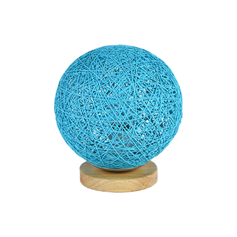 Blue/Flaxen Globe Shade Flush Mount Lighting Modernist 6"/8" Wide 1 Bulb Rattan Ceiling Mount Light for Corridor Clearhalo 'Ceiling Lights' 'Close To Ceiling Lights' 'Close to ceiling' 'Flush mount' Lighting' 769943