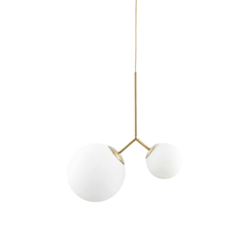 2 Lights Pendant Ceiling Light Nordic Gold Hanging Ceiling Light with Globe White Glass Shade Clearhalo 'Ceiling Lights' 'Glass shade' 'Glass' 'Modern Pendants' 'Modern' 'Pendant Lights' 'Pendants' Lighting' 769959