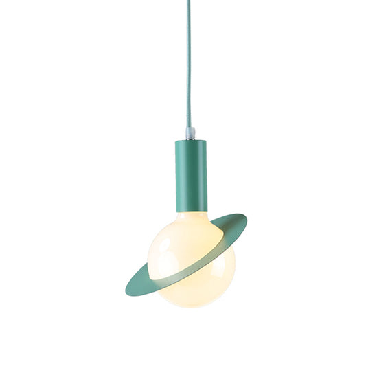 1 Light Dining Room Pendant Light with Ball White Glass Shade Post-Modern Pink/Blue/Green Hanging Lamp Kit Clearhalo 'Ceiling Lights' 'Glass shade' 'Glass' 'Modern Pendants' 'Modern' 'Pendant Lights' 'Pendants' Lighting' 769983