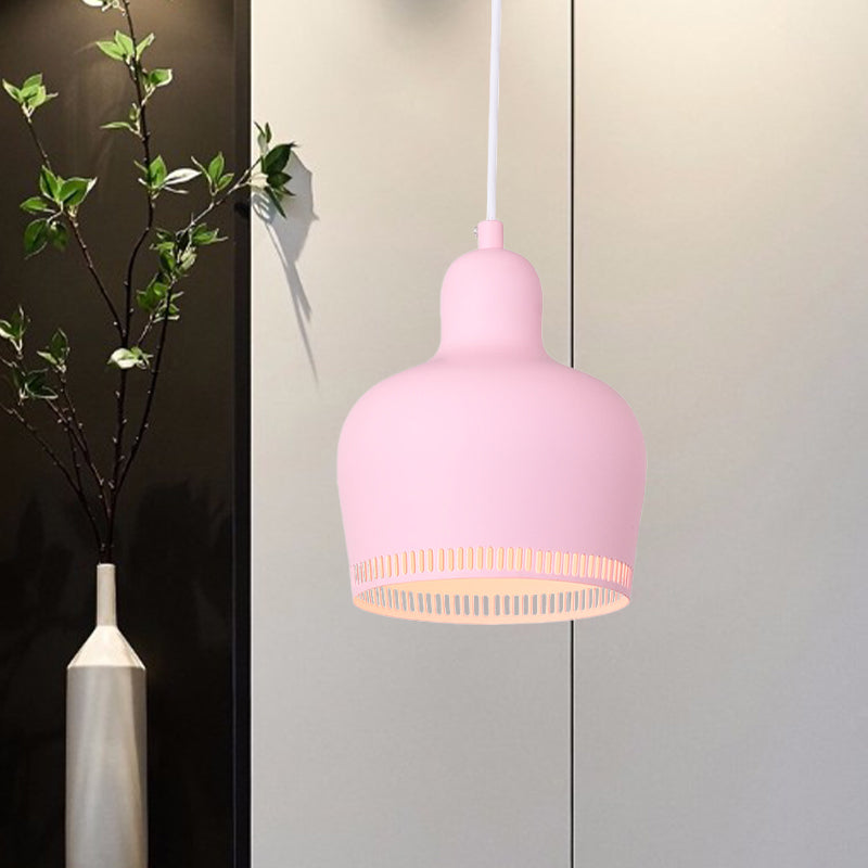 Bell Drop Suspension Pendant Nordic Metal 1 Light Pink/Blue/Yellow Hanging Ceiling Light for Bedroom Clearhalo 'Ceiling Lights' 'Modern Pendants' 'Modern' 'Pendant Lights' 'Pendants' Lighting' 769993