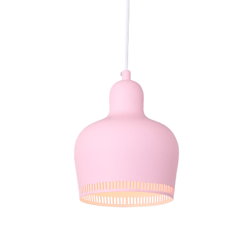 Bell Drop Suspension Pendant Nordic Metal 1 Light Pink/Blue/Yellow Hanging Ceiling Light for Bedroom Clearhalo 'Ceiling Lights' 'Modern Pendants' 'Modern' 'Pendant Lights' 'Pendants' Lighting' 769994