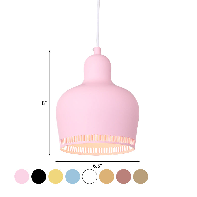 Bell Drop Suspension Pendant Nordic Metal 1 Light Pink/Blue/Yellow Hanging Ceiling Light for Bedroom Clearhalo 'Ceiling Lights' 'Modern Pendants' 'Modern' 'Pendant Lights' 'Pendants' Lighting' 769995