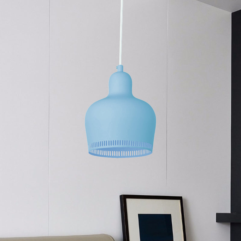 Bell Drop Suspension Pendant Nordic Metal 1 Light Pink/Blue/Yellow Hanging Ceiling Light for Bedroom Clearhalo 'Ceiling Lights' 'Modern Pendants' 'Modern' 'Pendant Lights' 'Pendants' Lighting' 770001