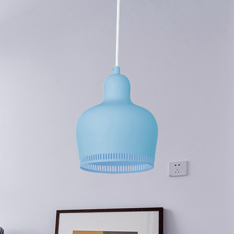 Bell Drop Suspension Pendant Nordic Metal 1 Light Pink/Blue/Yellow Hanging Ceiling Light for Bedroom Clearhalo 'Ceiling Lights' 'Modern Pendants' 'Modern' 'Pendant Lights' 'Pendants' Lighting' 770002