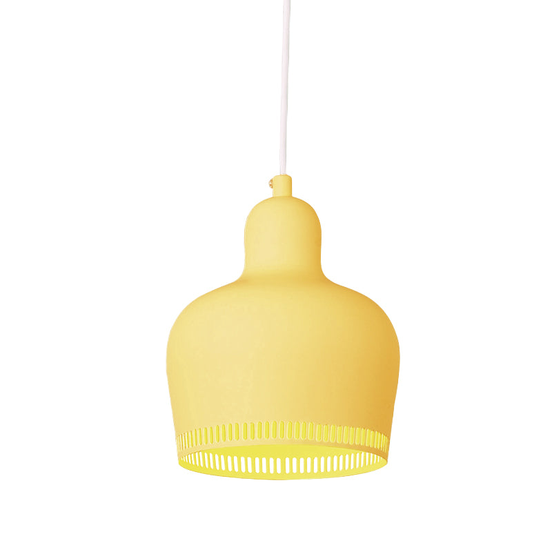 Bell Drop Suspension Pendant Nordic Metal 1 Light Pink/Blue/Yellow Hanging Ceiling Light for Bedroom Clearhalo 'Ceiling Lights' 'Modern Pendants' 'Modern' 'Pendant Lights' 'Pendants' Lighting' 770007