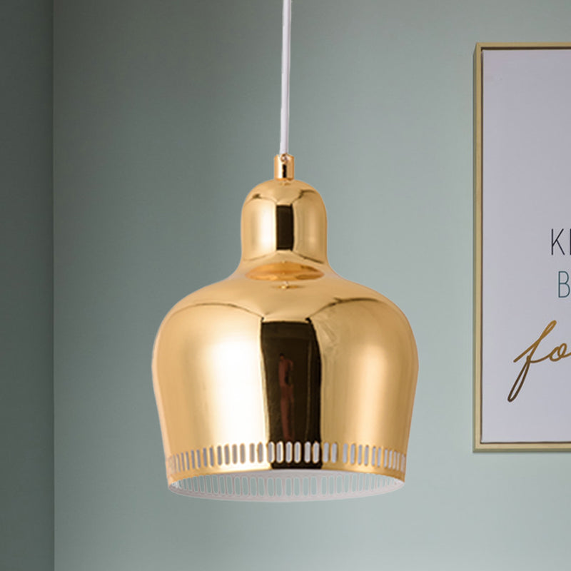 Bell Drop Suspension Pendant Nordic Metal 1 Light Pink/Blue/Yellow Hanging Ceiling Light for Bedroom Gold Clearhalo 'Ceiling Lights' 'Modern Pendants' 'Modern' 'Pendant Lights' 'Pendants' Lighting' 770012