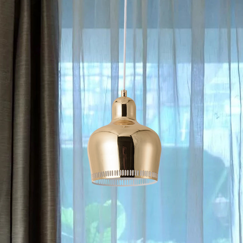 Bell Drop Suspension Pendant Nordic Metal 1 Light Pink/Blue/Yellow Hanging Ceiling Light for Bedroom Clearhalo 'Ceiling Lights' 'Modern Pendants' 'Modern' 'Pendant Lights' 'Pendants' Lighting' 770021