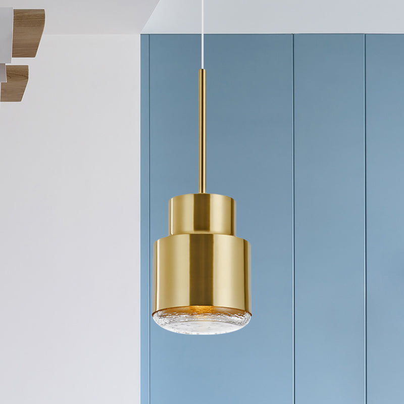 Cylinder Pendant Ceiling Light Post Modern Iron 1 Light Gold/Bronze Suspension Light for Living Room Clearhalo 'Ceiling Lights' 'Modern Pendants' 'Modern' 'Pendant Lights' 'Pendants' Lighting' 770025