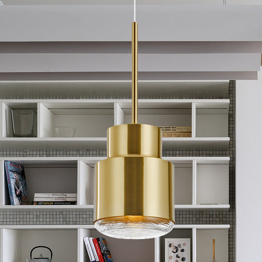 Cylinder Pendant Ceiling Light Post Modern Iron 1 Light Gold/Bronze Suspension Light for Living Room Clearhalo 'Ceiling Lights' 'Modern Pendants' 'Modern' 'Pendant Lights' 'Pendants' Lighting' 770026