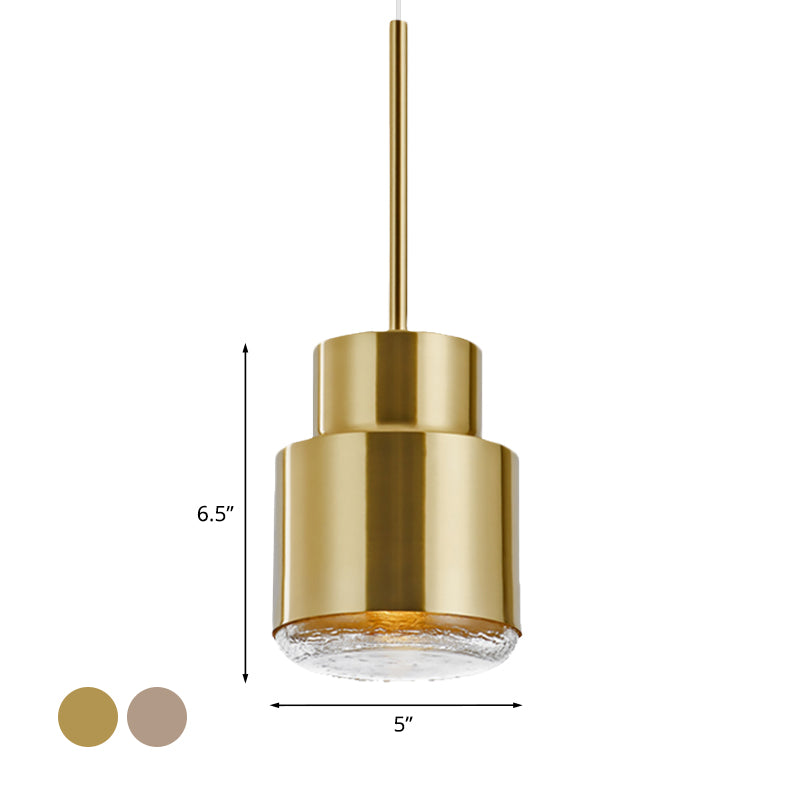 Cylinder Pendant Ceiling Light Post Modern Iron 1 Light Gold/Bronze Suspension Light for Living Room Clearhalo 'Ceiling Lights' 'Modern Pendants' 'Modern' 'Pendant Lights' 'Pendants' Lighting' 770028