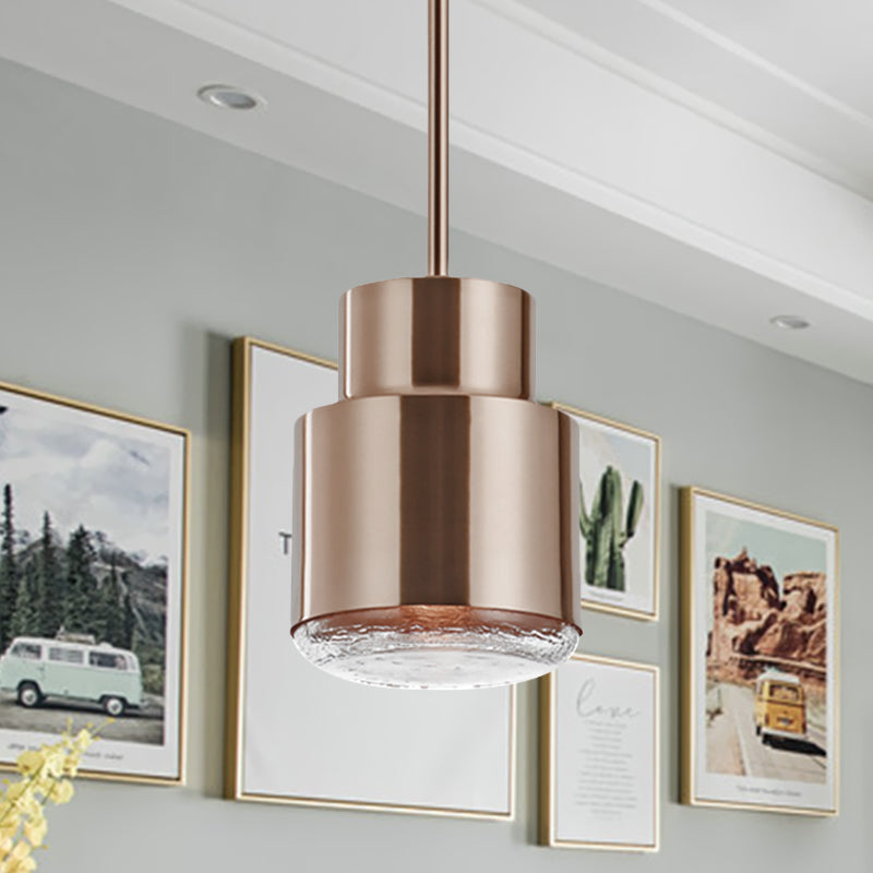 Cylinder Pendant Ceiling Light Post Modern Iron 1 Light Gold/Bronze Suspension Light for Living Room Bronze Clearhalo 'Ceiling Lights' 'Modern Pendants' 'Modern' 'Pendant Lights' 'Pendants' Lighting' 770029