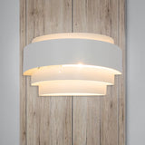 Tiered Wall Sconce Lamp Modern Metal 1 Bulb White Wall Mounted Light with Etched Pattern for Living Room Clearhalo 'Cast Iron' 'Glass' 'Industrial' 'Modern wall lights' 'Modern' 'Tiffany' 'Traditional wall lights' 'Wall Lamps & Sconces' 'Wall Lights' Lighting' 770057