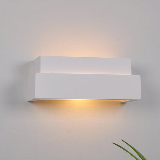White Rectangular Wall Washer Light Simple Style 1 Light Plaster Wall Mounted Lamp for Bedroom White Clearhalo 'Modern wall lights' 'Modern' 'Wall Lamps & Sconces' 'Wall Lights' Lighting' 770070