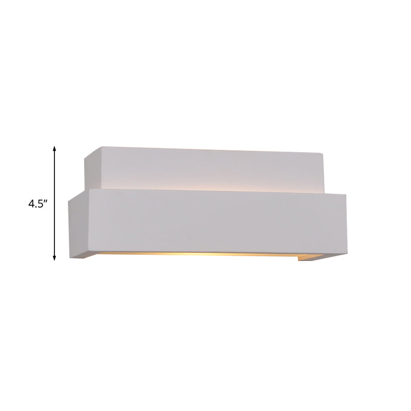 White Rectangular Wall Washer Light Simple Style 1 Light Plaster Wall Mounted Lamp for Bedroom Clearhalo 'Modern wall lights' 'Modern' 'Wall Lamps & Sconces' 'Wall Lights' Lighting' 770074