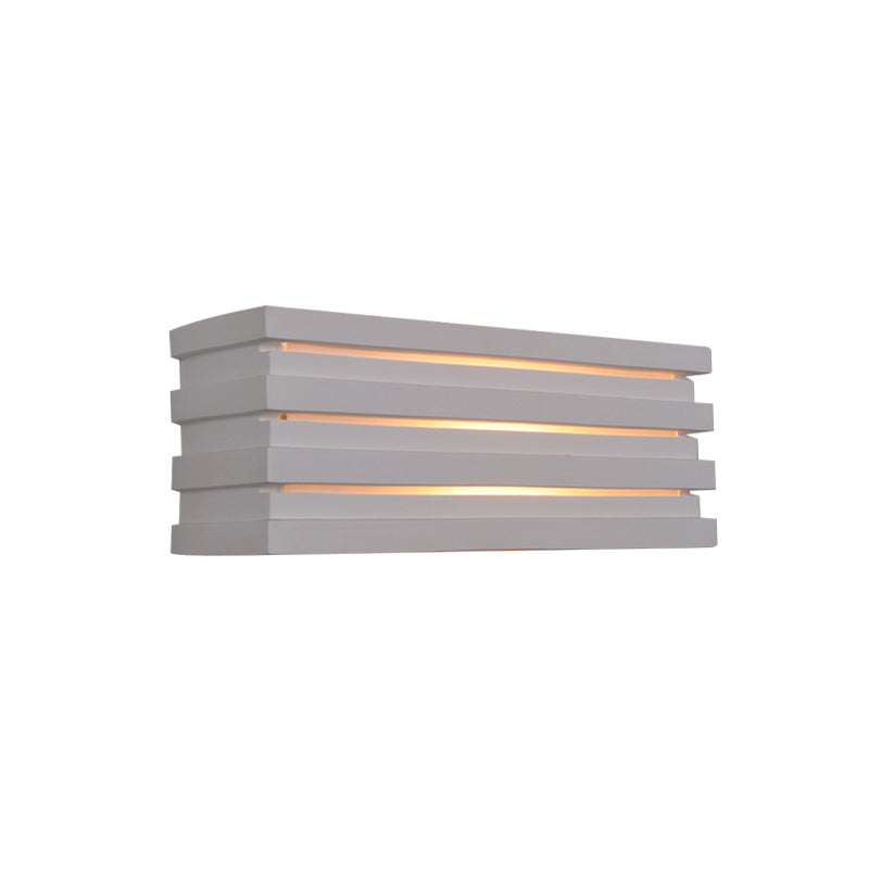 Rectangular Wall Lighting Fixture with Louvered Design Nordic Style Plaster 1 Light Indoor Wall Lamp in White Clearhalo 'Modern wall lights' 'Modern' 'Wall Lamps & Sconces' 'Wall Lights' Lighting' 770078