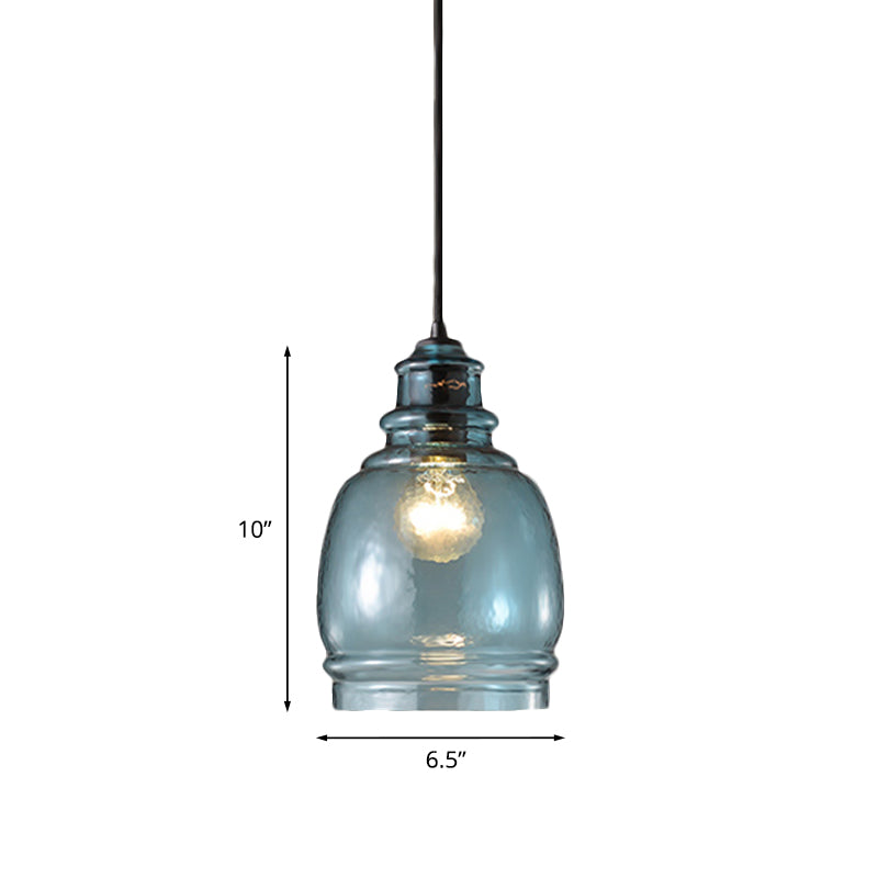 16/18/23.5 Wide Masion Jar Globe/Drum Pendant Light Blue Glass 1 Light Clearhalo 'Ceiling Lights' 'Glass shade' 'Glass' 'Modern Pendants' 'Modern' 'Pendant Lights' 'Pendants' Lighting' 770084