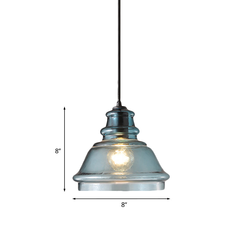 16/18/23.5 Wide Masion Jar Globe/Drum Pendant Light Blue Glass 1 Light Clearhalo 'Ceiling Lights' 'Glass shade' 'Glass' 'Modern Pendants' 'Modern' 'Pendant Lights' 'Pendants' Lighting' 770089