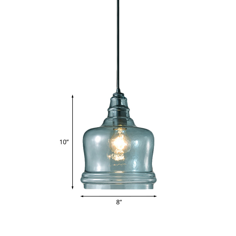 16/18/23.5 Wide Masion Jar Globe/Drum Pendant Light Blue Glass 1 Light Clearhalo 'Ceiling Lights' 'Glass shade' 'Glass' 'Modern Pendants' 'Modern' 'Pendant Lights' 'Pendants' Lighting' 770094